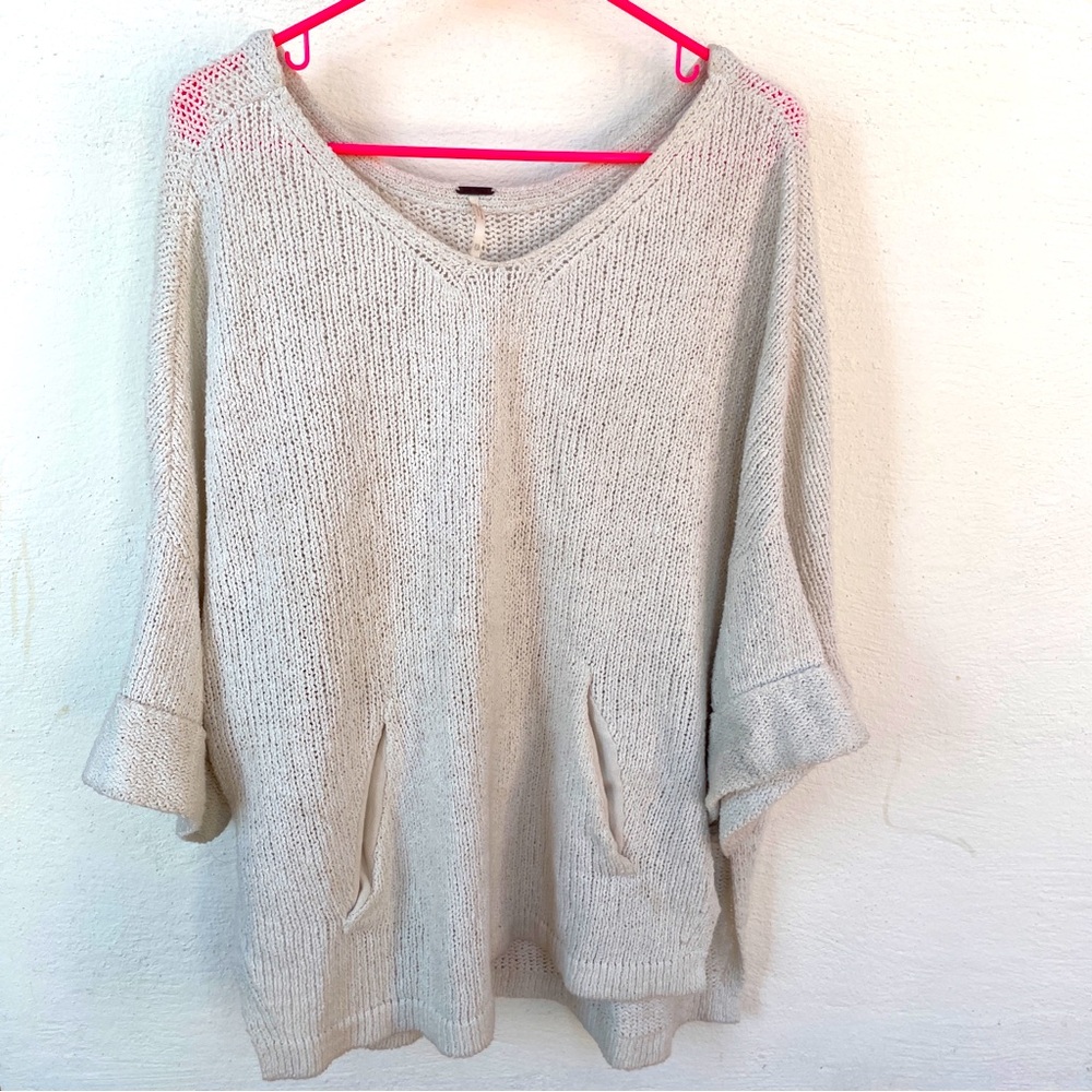 RARE Free People Knit Oversized Short Sleeve Sweater XS/Small